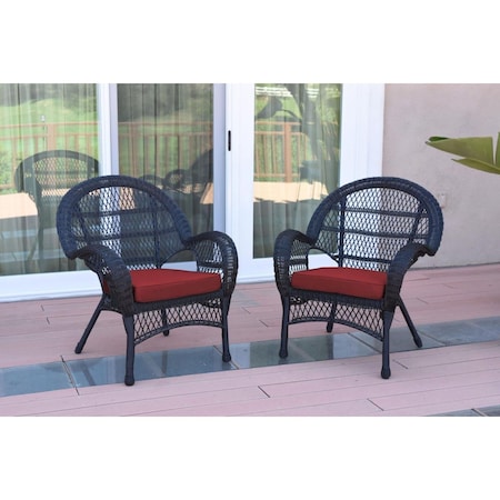 Propation W00211-C-2-FS018 Santa Maria Black Wicker Chair with Red Cushion PR1081434